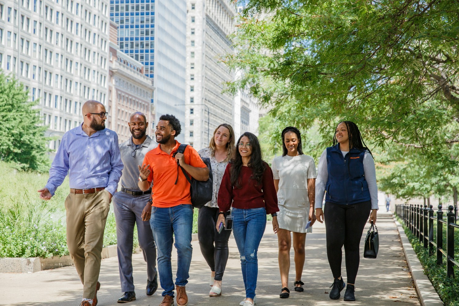 The Milhouse Midwest Business Development team walking to lunch.