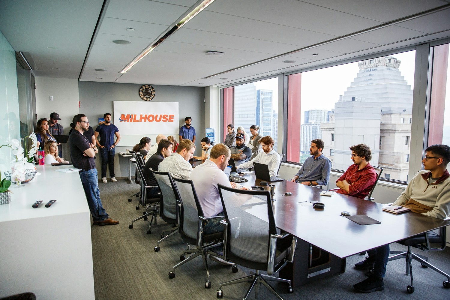 Bi-weekly Gas Team meeting in Milhouse's Lakefront conference room.