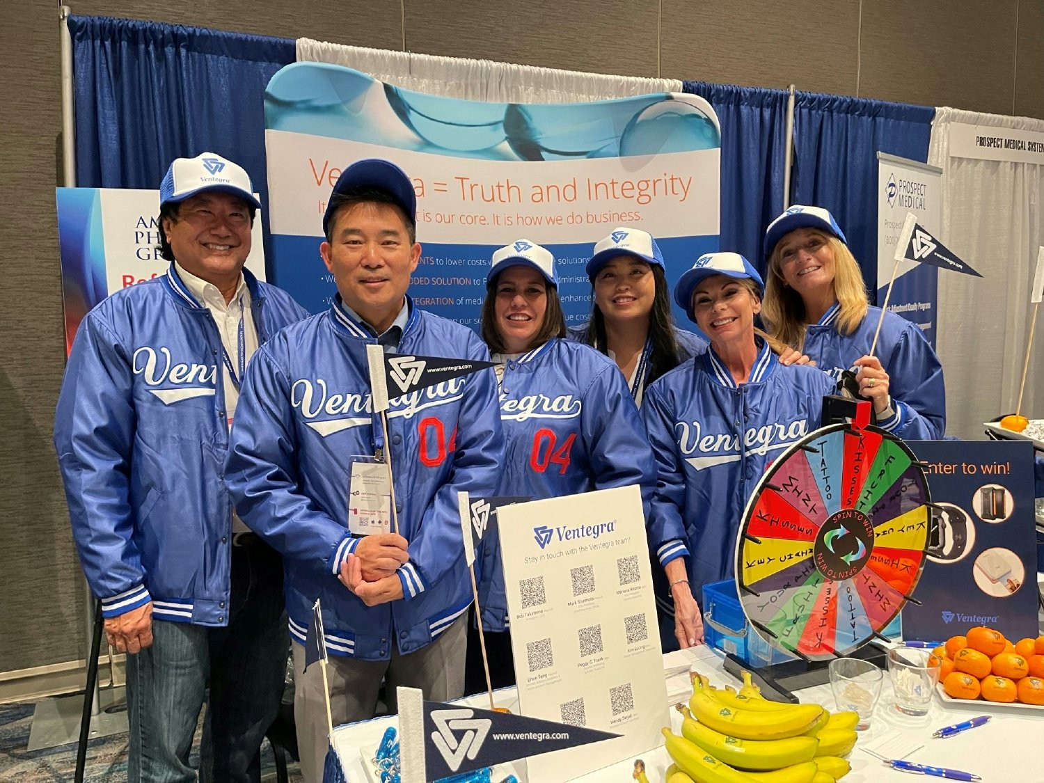 ‘A Head in the Count’ for Ventegrans at America’s Physician Groups Conference with founding year baseball jackets.