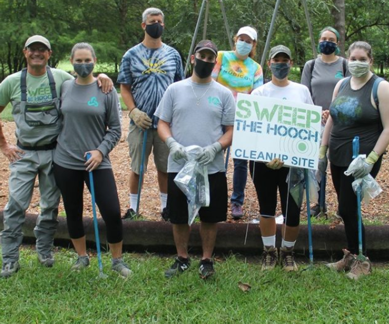 Taking part in the 2020 annual “Sweep the Hooch” Chattahoochee River cleanup event.