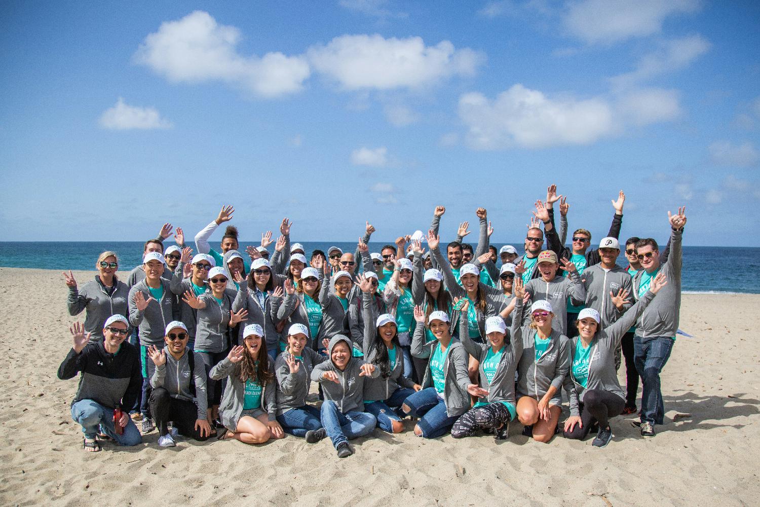 Team beach clean up at Aliso Beach.