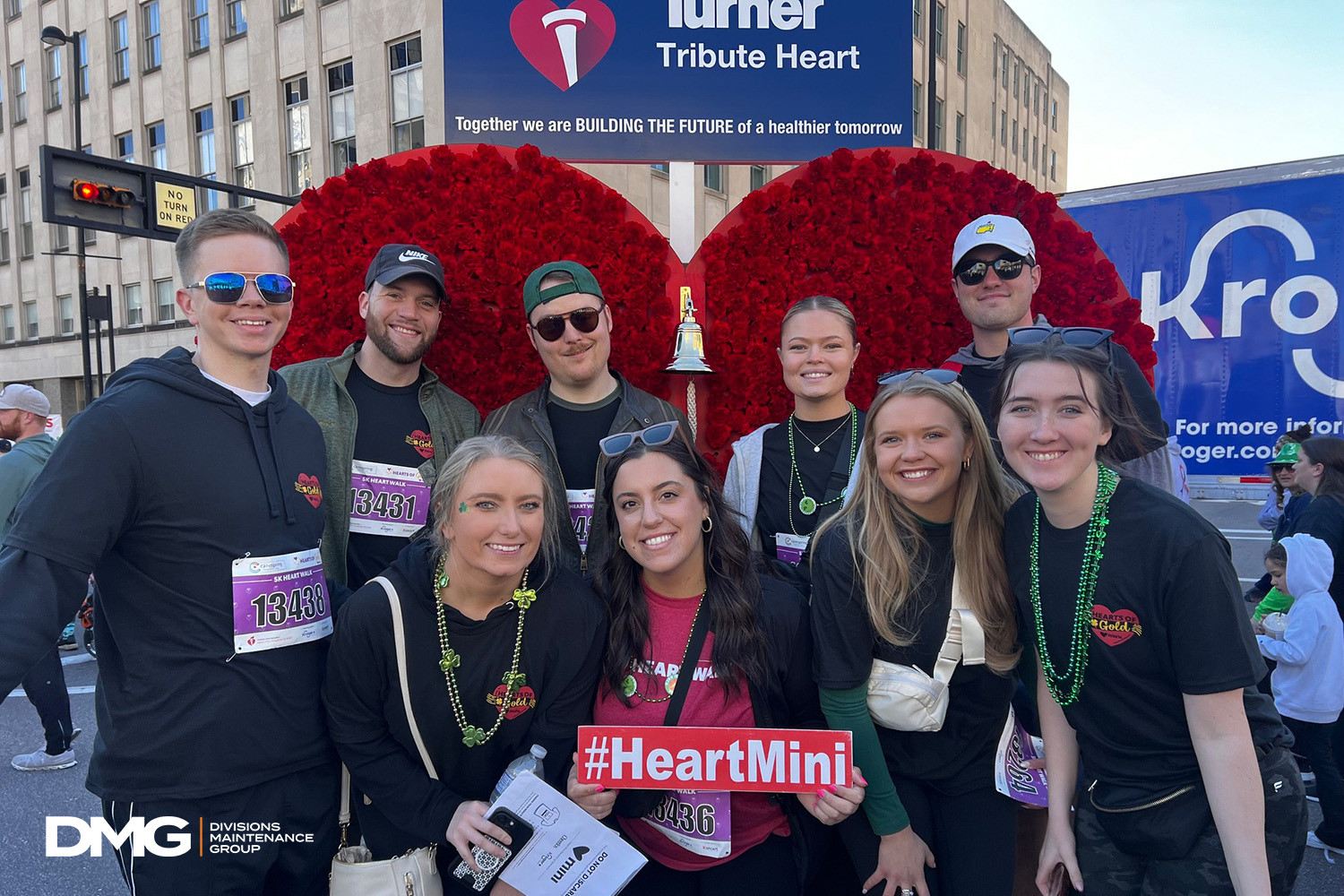 A group of DMG team members participating in the American Heart Mini-Marathon!