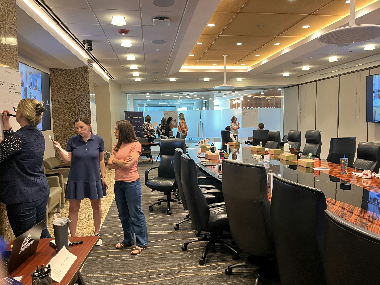 Employees participate in a workshop focused on effective communication and collaboration