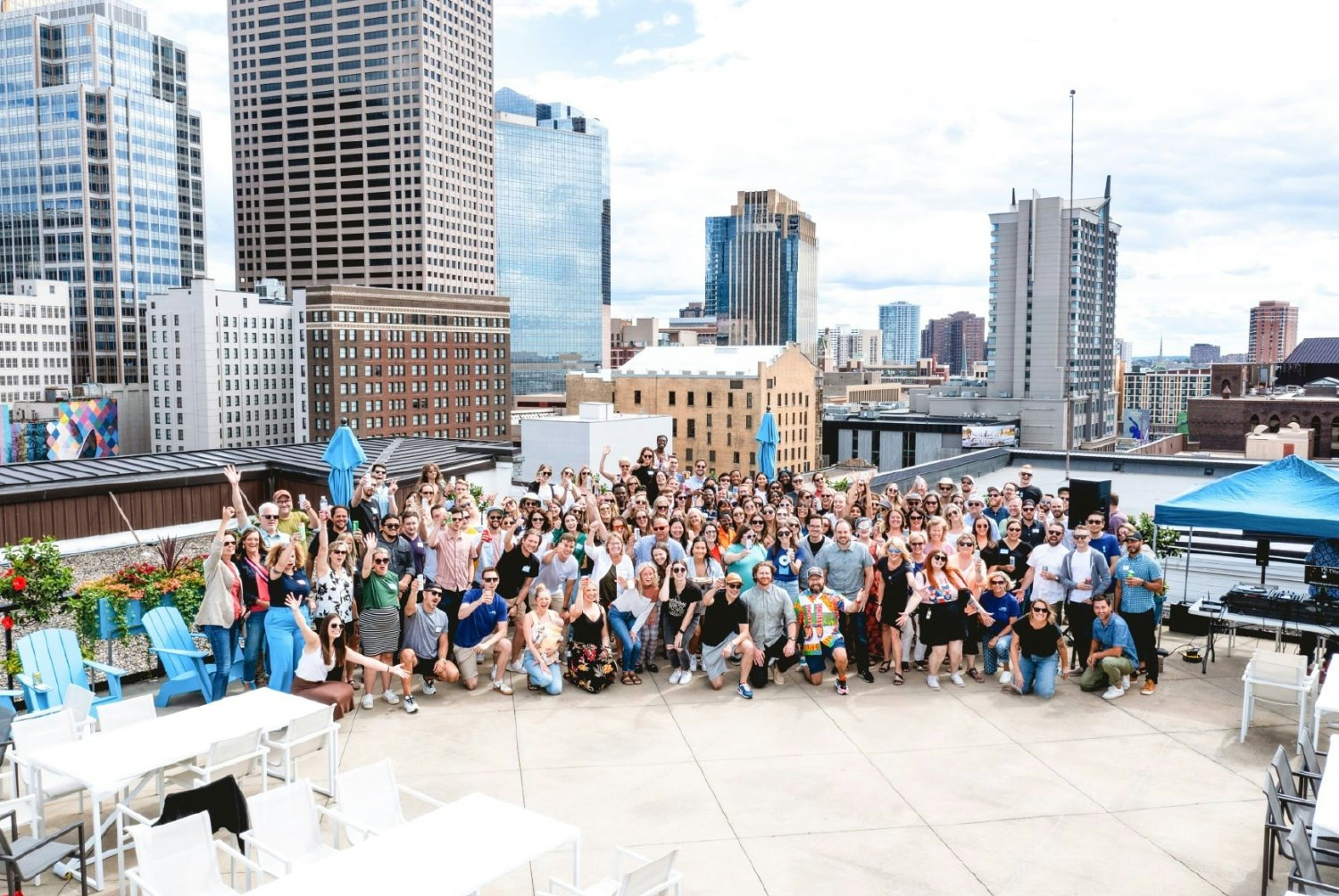 We enjoy each other's company on our roof-top deck in the MN summers.