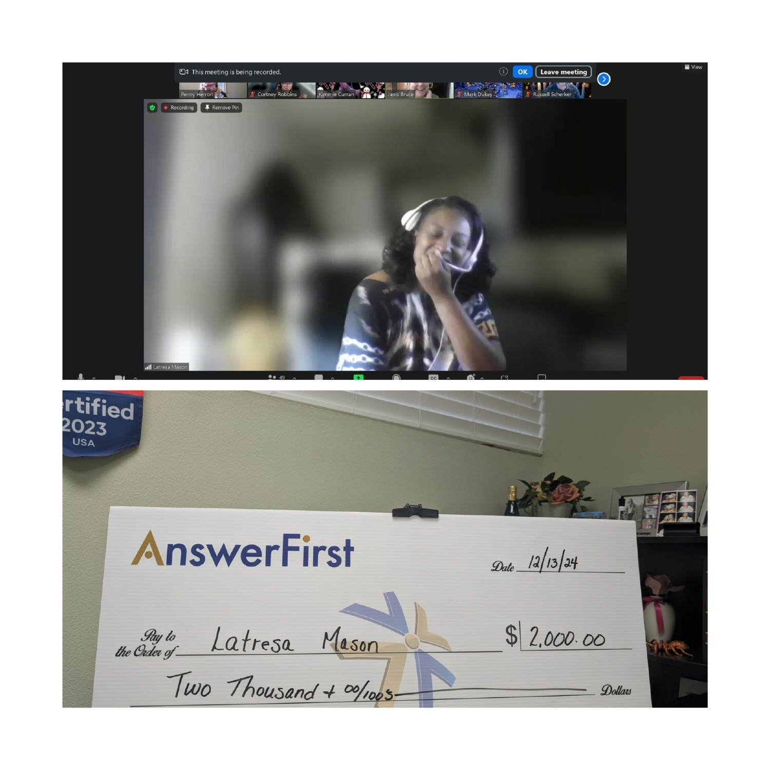 ANSWERFIRST 2024 GEM WINNER, LATRESA, WENT THE EXTRA MILE BY DONATING HER OWN PTO TO HELP HER PEERS AFTER THE HURRICANES