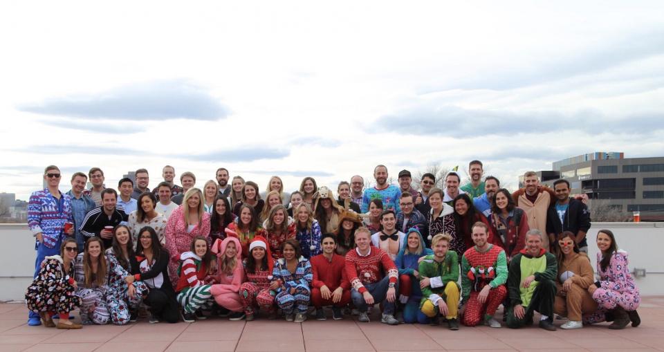 Onesie party on the Denver Headquarters rooftop