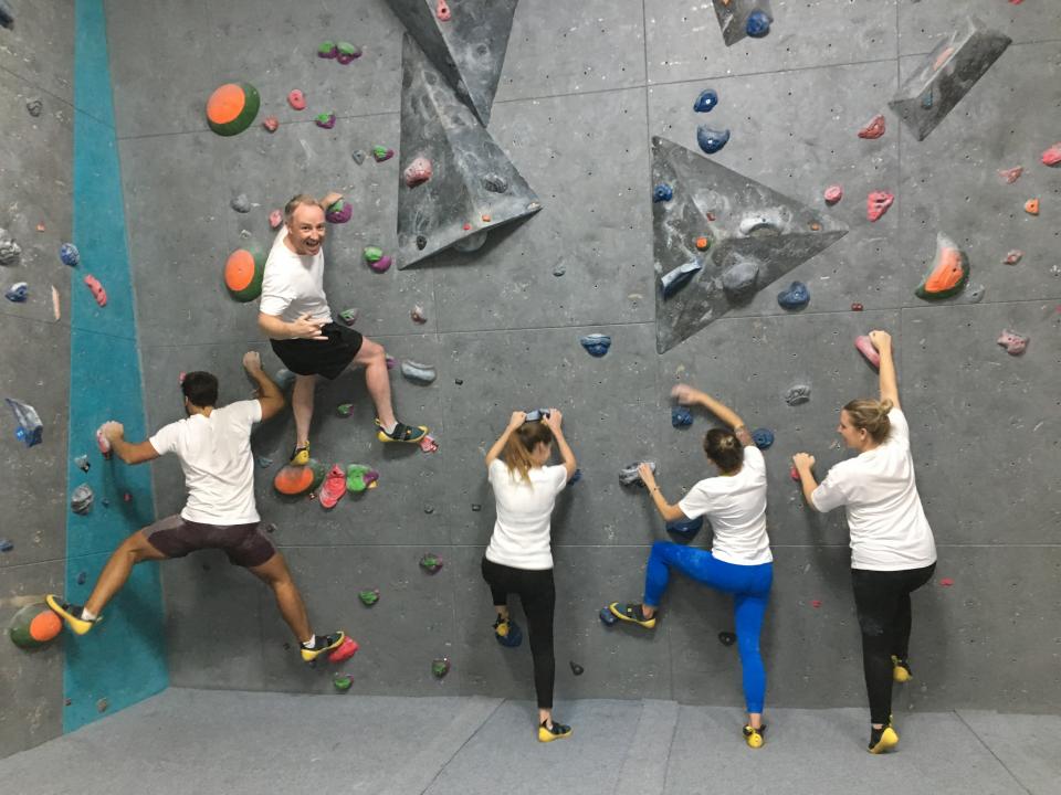 Rock climbing team building event