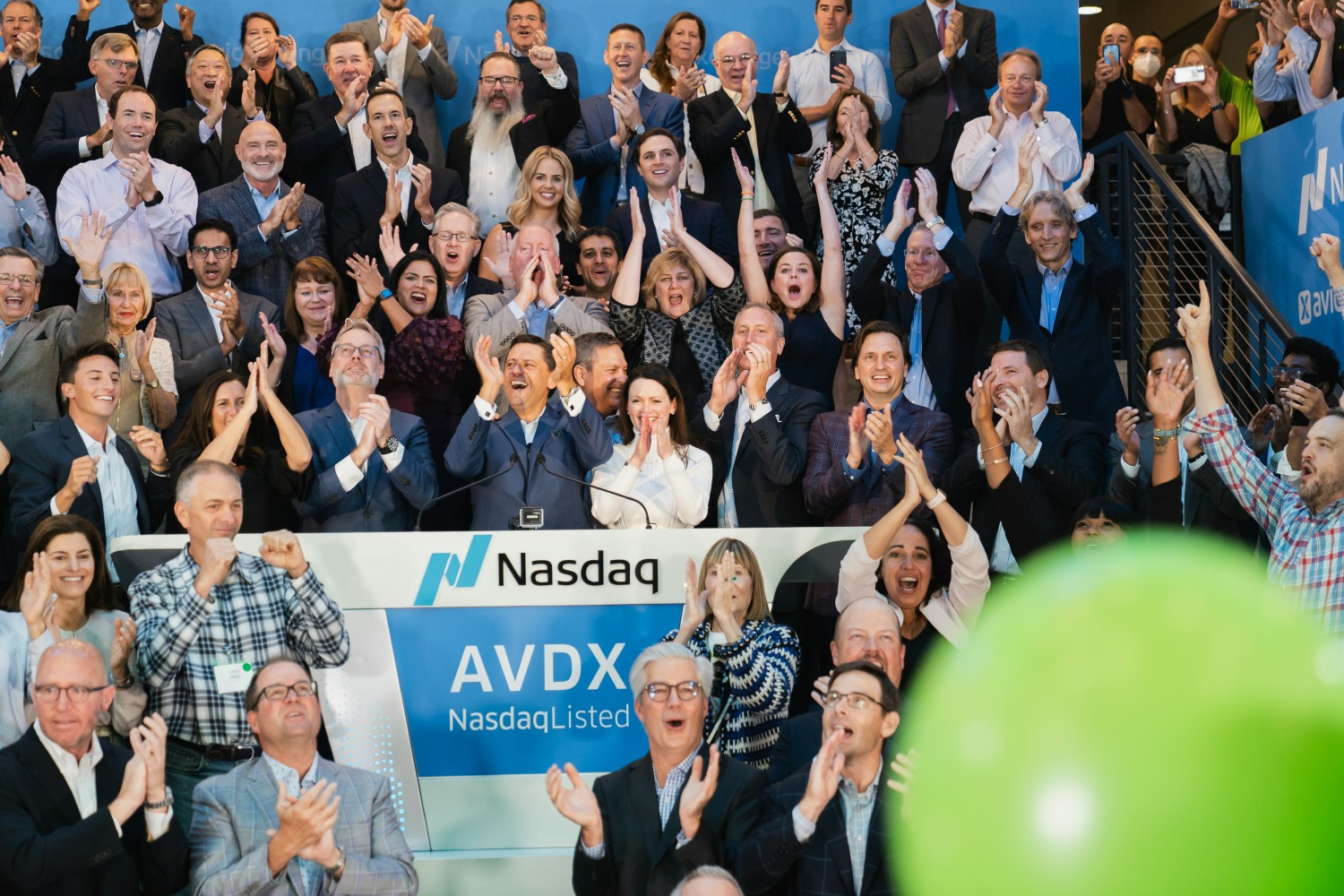 Our CEO & Co-Founder, along with leaders and teammates, applaud as AvidXchange rings the opening bell on our IPO day.