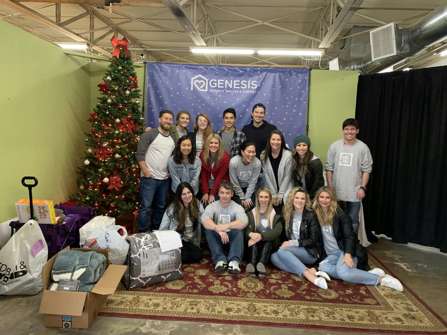 Our Dallas team volunteering at Genesis Women's Shelter for the holidays.