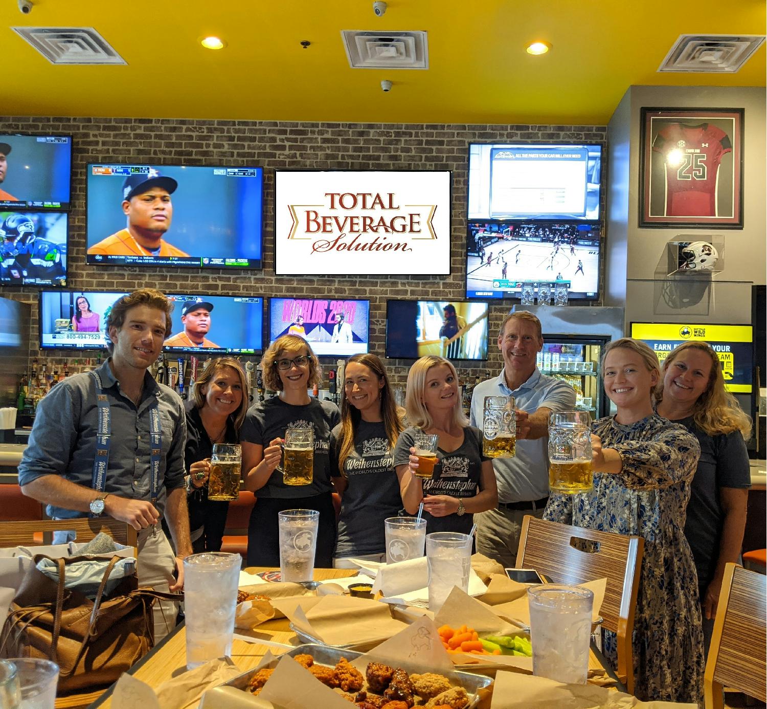 Some of the TBS team enjoying steins of Weihenstephan Festbier at Buffalo Wild Wings for Oktoberfest! 