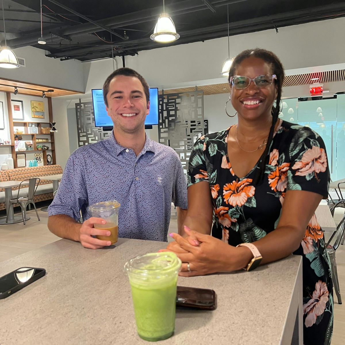 Caffeinated Conversations with two team members to promote building in-office friendships. 