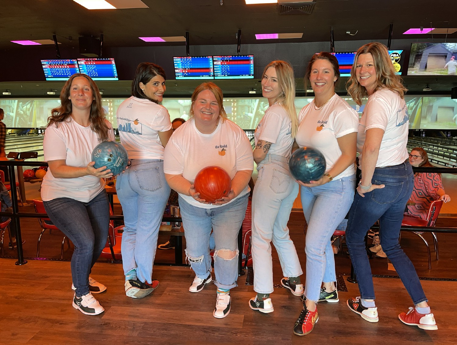 Team Forcura enjoying bowling during our quarterly company kickoff event.