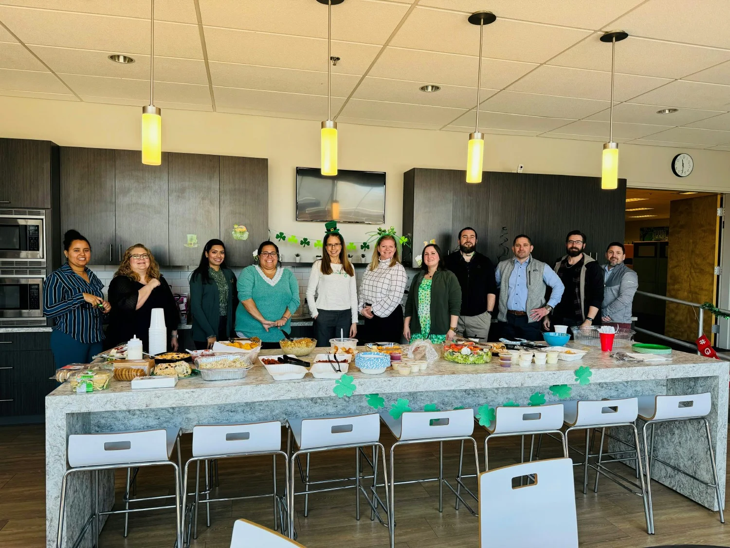 Associates celebrating a bit of Irish Cheer during one of our many afternoon collaborating socials 