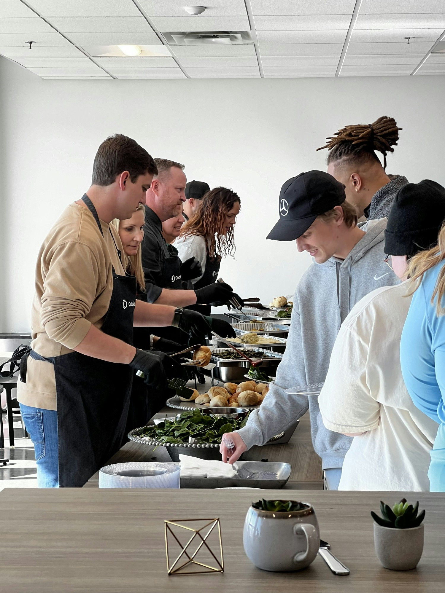 Holiday lunch celebration in Lehi: our tradition is to have the leadership team serve all employees