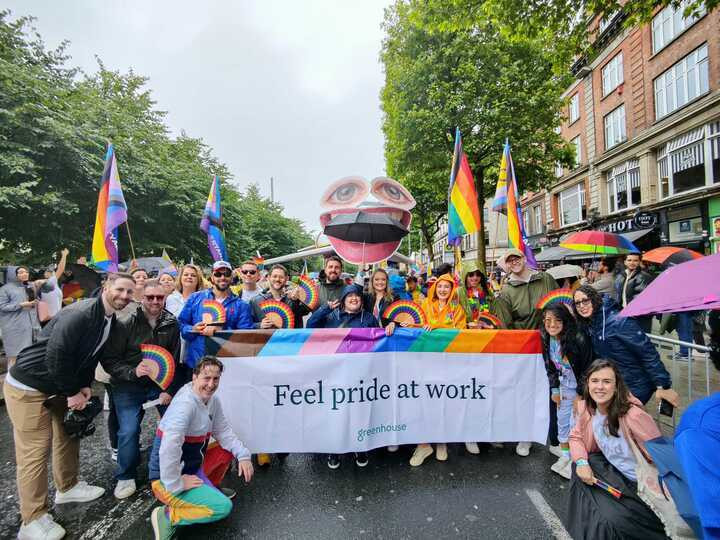 The EMEA chapter of our Rainbowhouse ERG Marching in the Dublin Pride Parade 