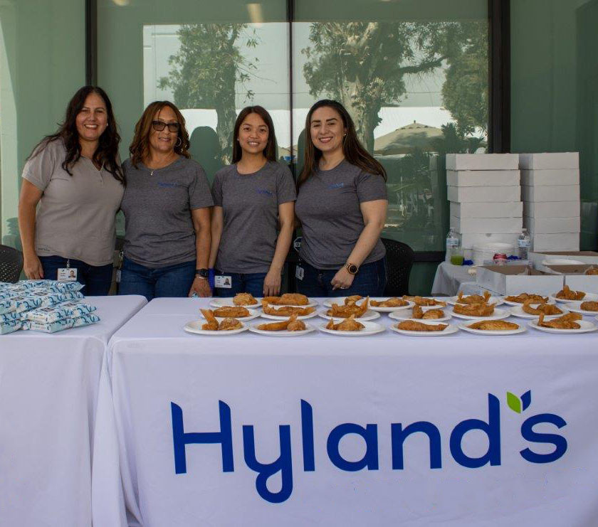 HR team providing dessert for fiscal year end celebration. 
