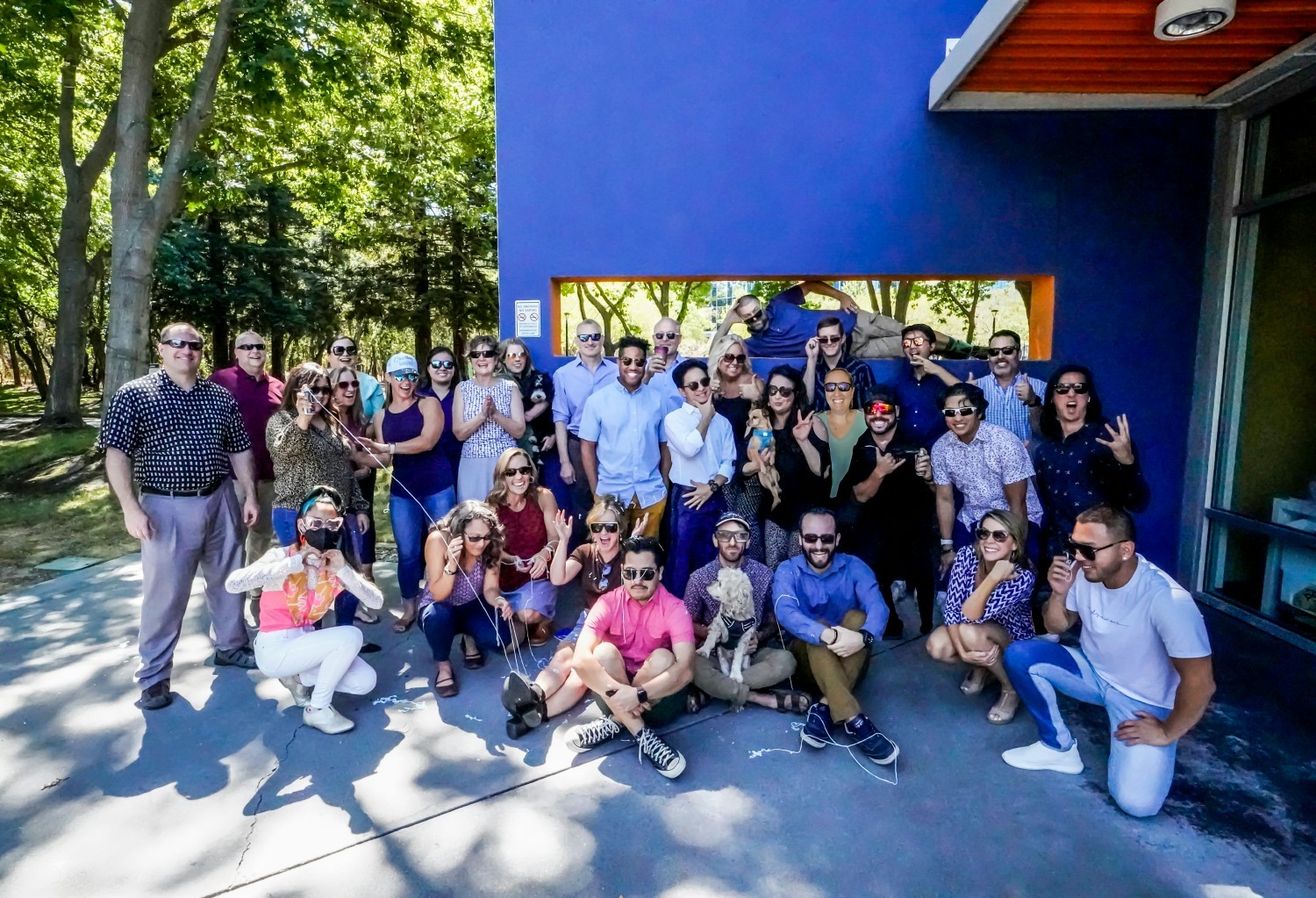 The best people, with silly string, and dogs, in our beautiful outdoor space.