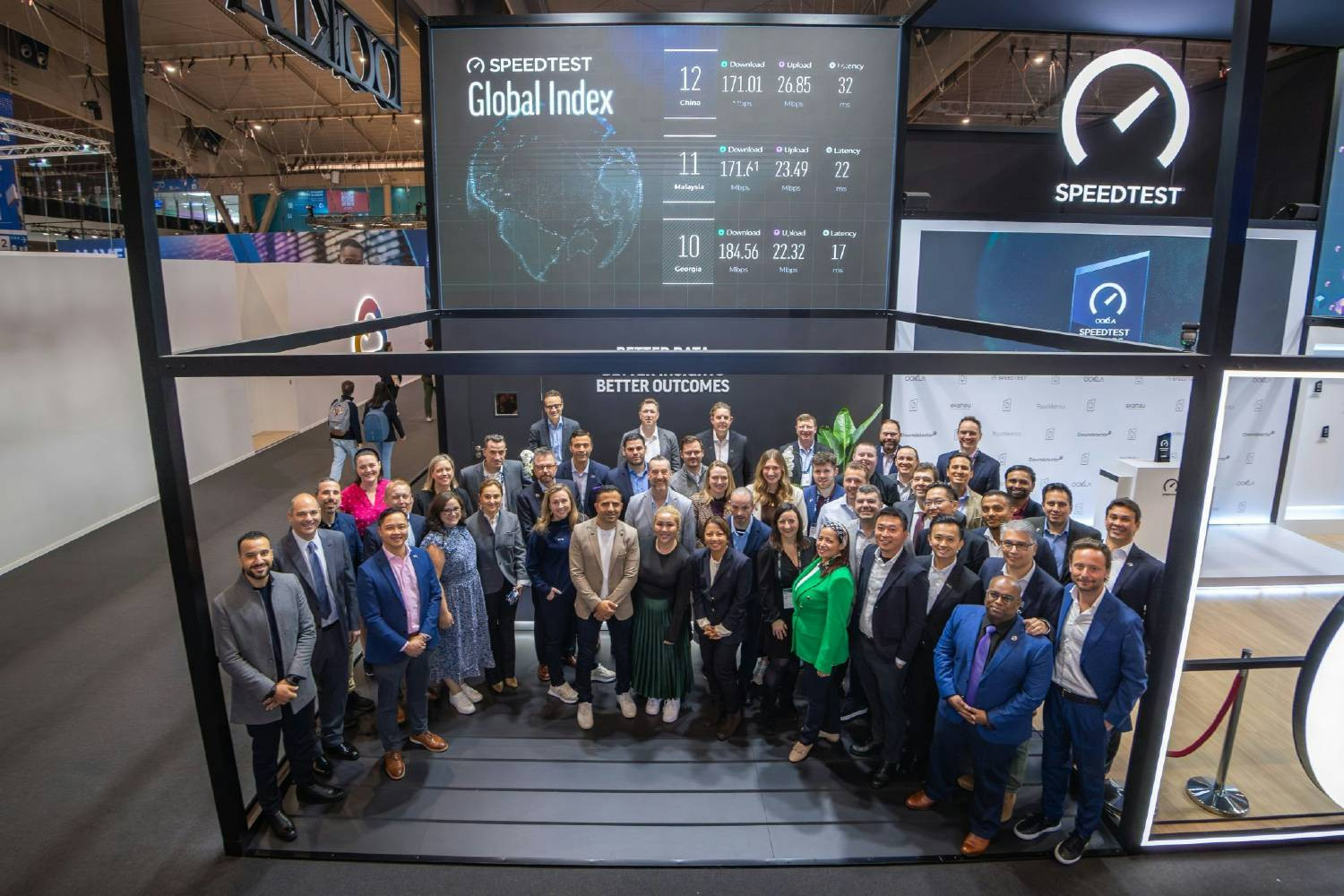 Ookla booth at Mobile World Congress 2025 in Barcelona, Spain