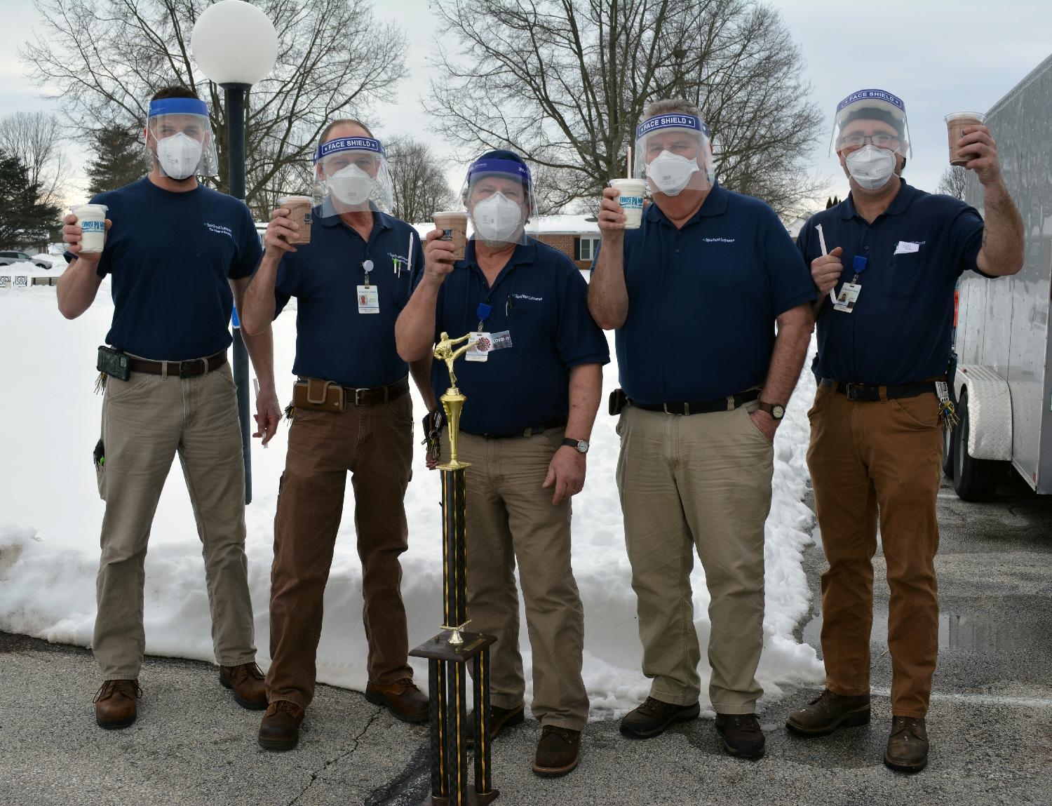 The Village at Kelly Drive team members enjoy Farm Show milkshakes... a reward for having the highest vaccine rate.