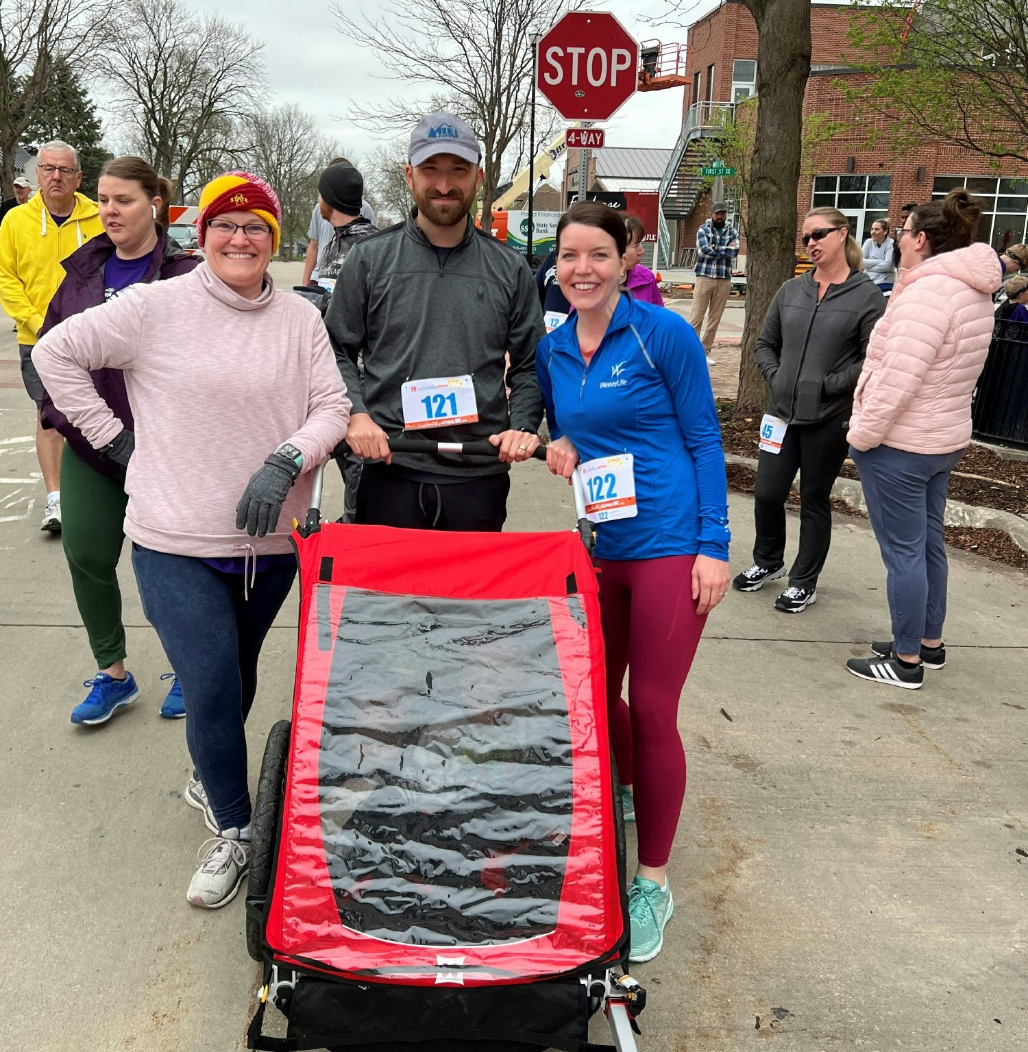 Team members Misty Smith and Shannon Draayer participate in the Live Healthy Iowa 5K.