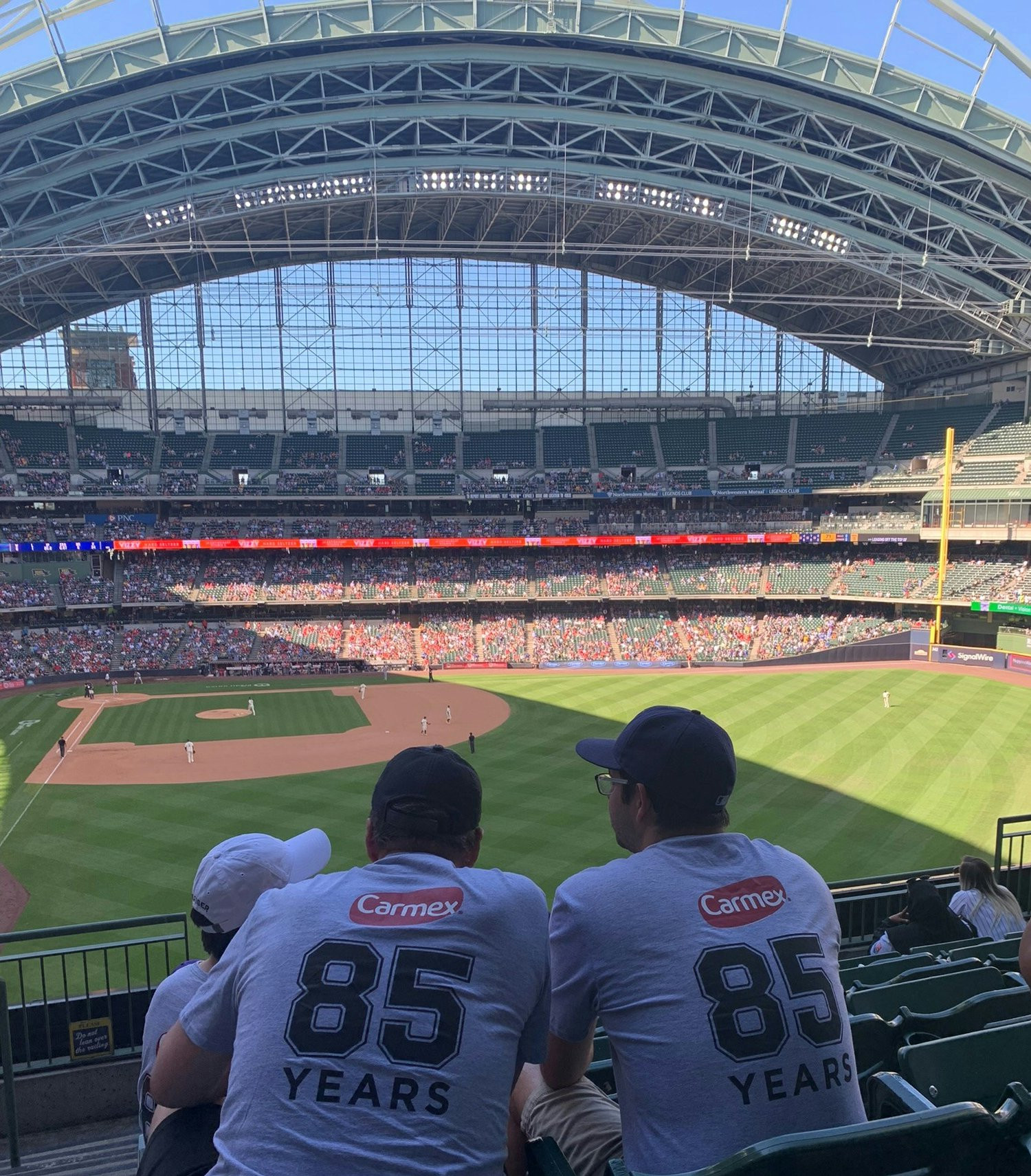 A few team members enjoying our annual summer event at a Milwaukee Brewers game.