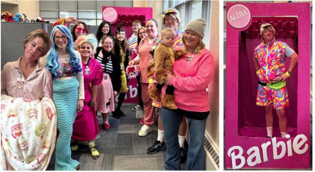 WI employees dressing up as Barbie for the annual Halloween Costume Contest - they won!