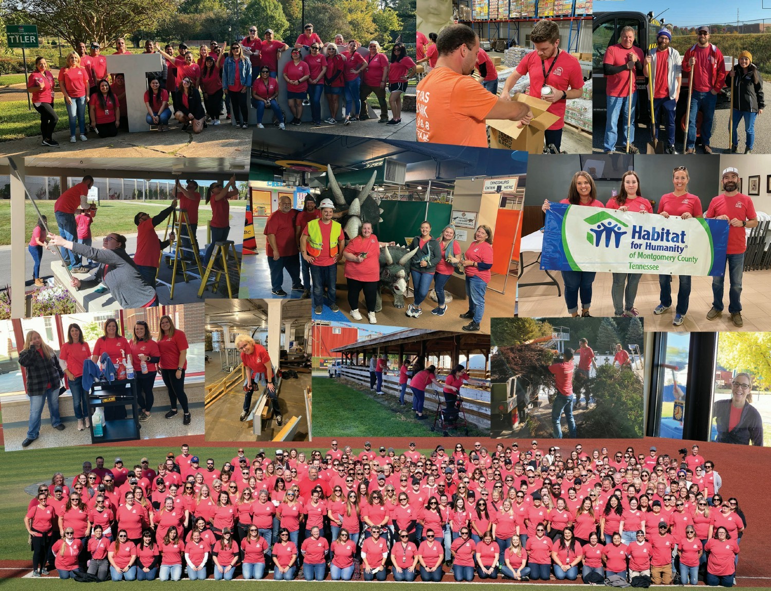 Collage of Altra employees participating and volunteering for Altra Gives Back Day.