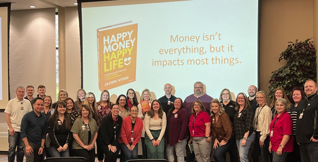 Employees attending a Financial Wellness presentation at the Operations Center in Onalaska, WI.