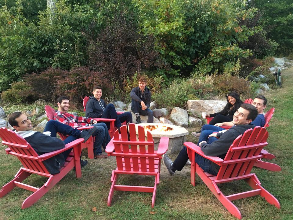 Relaxing before dinner at our Fall 2017 team retreat