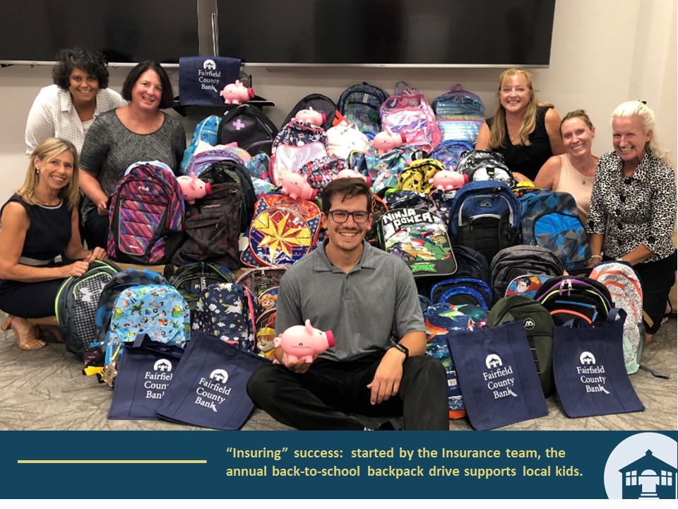 “Insuring” success: started by the Insurance team, the
annual back-to-school backpack drive supports local kids.