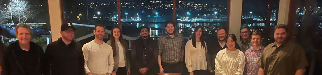 While we are mainly remote, we love in-person events. Here is the Seattle team together for a quarterly dinner.