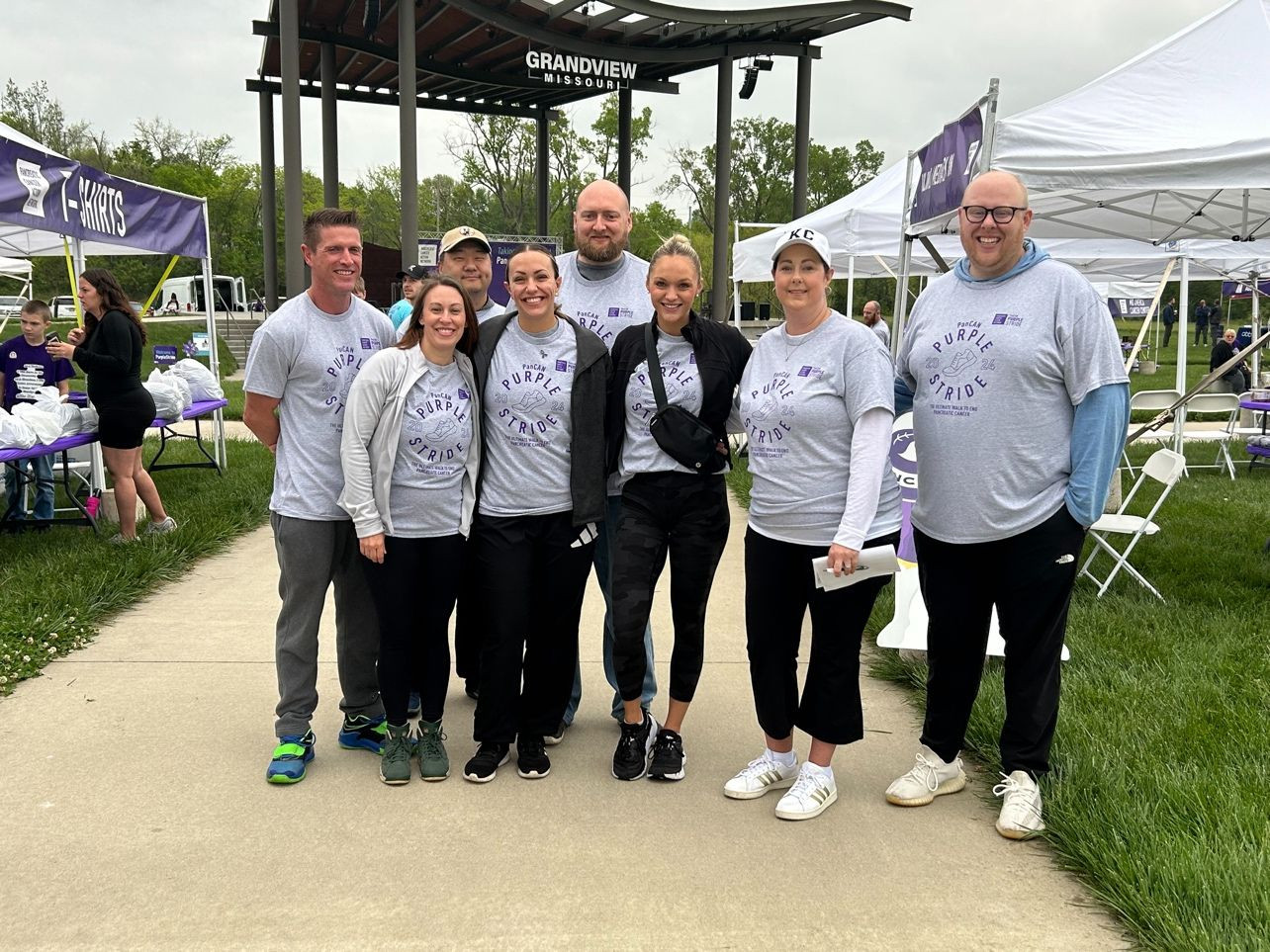 Kansas City Burns & Wilcox crew up bright and early to volunteer for Purple Stride 2024 in Grandview! 