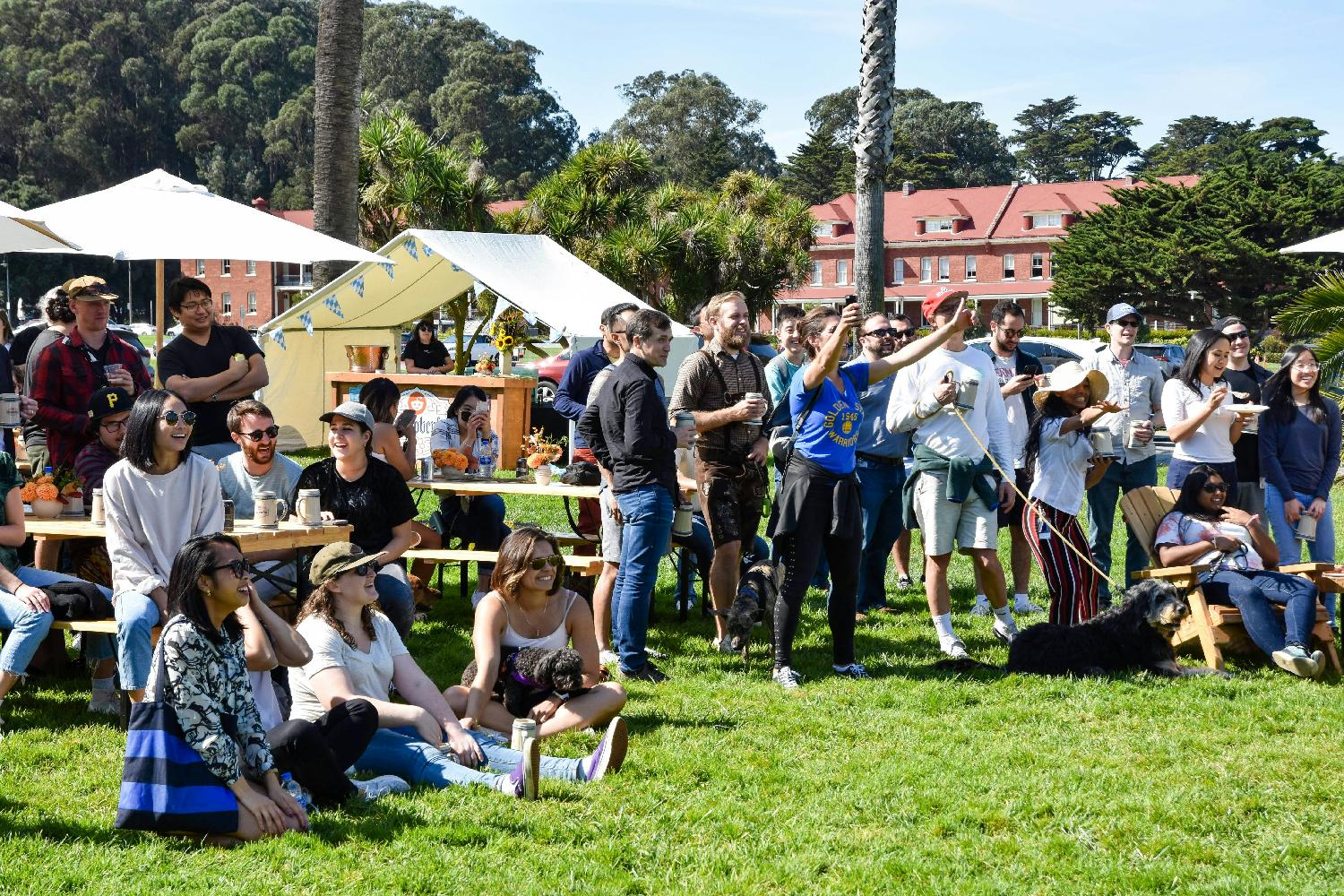 At Reddit’s annual Snootoberfest, employees cheer on others during fun competitions. 