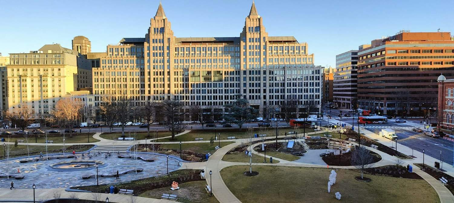 The view from CSBS headquarters at Franklin Square, Washington, D.C..