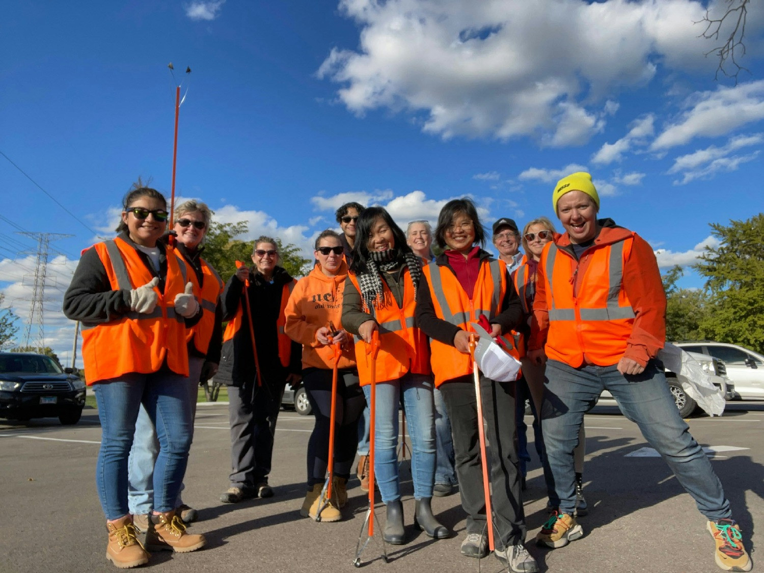 Susannah Ball and other employees volunteering at a local highway clean up.