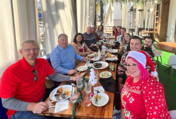 Our Social Impact Solutions group enjoy the holiday season together in sunny Southern California.