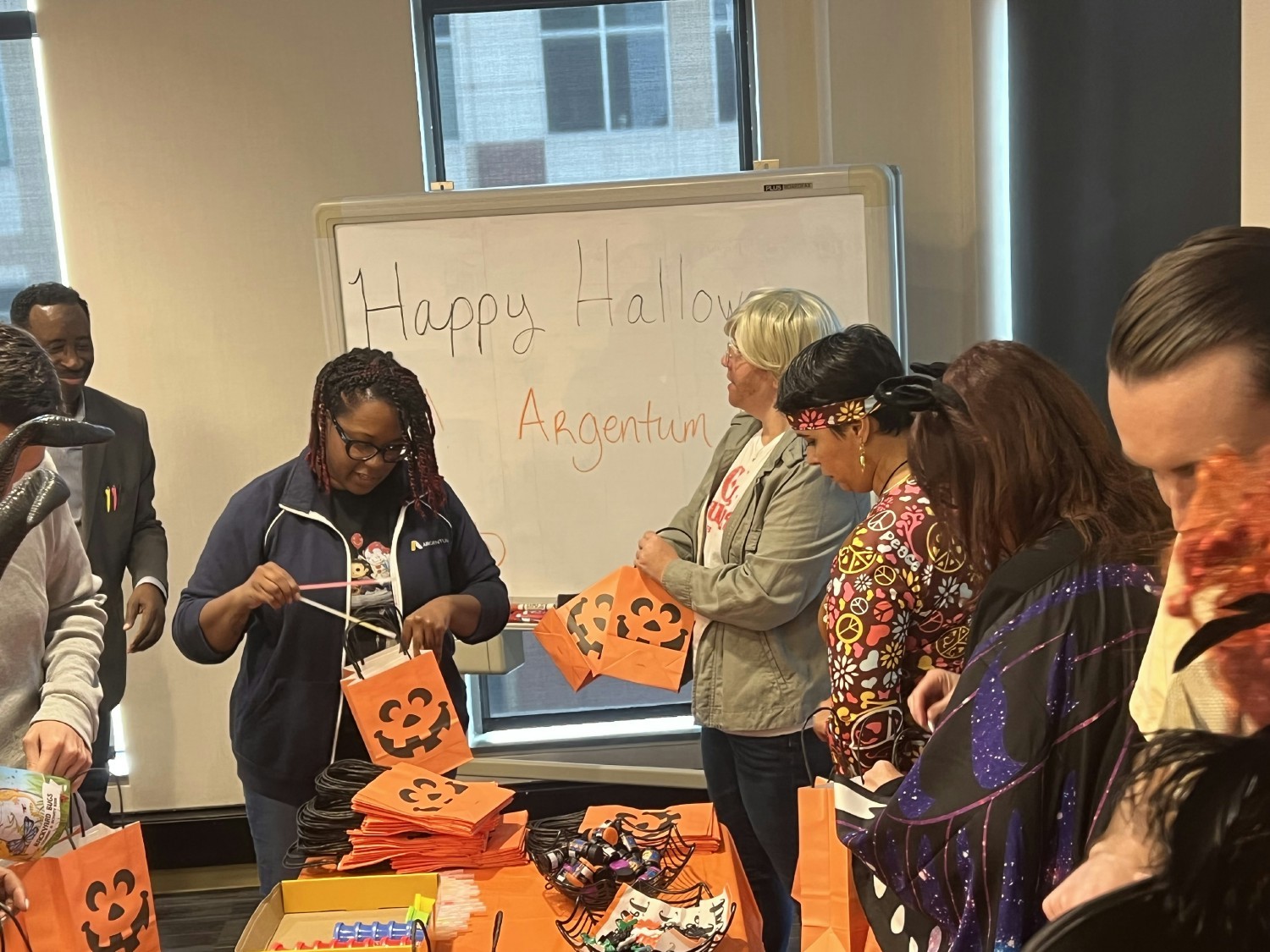 Making toy bags during Halloween for Children's National Hospital