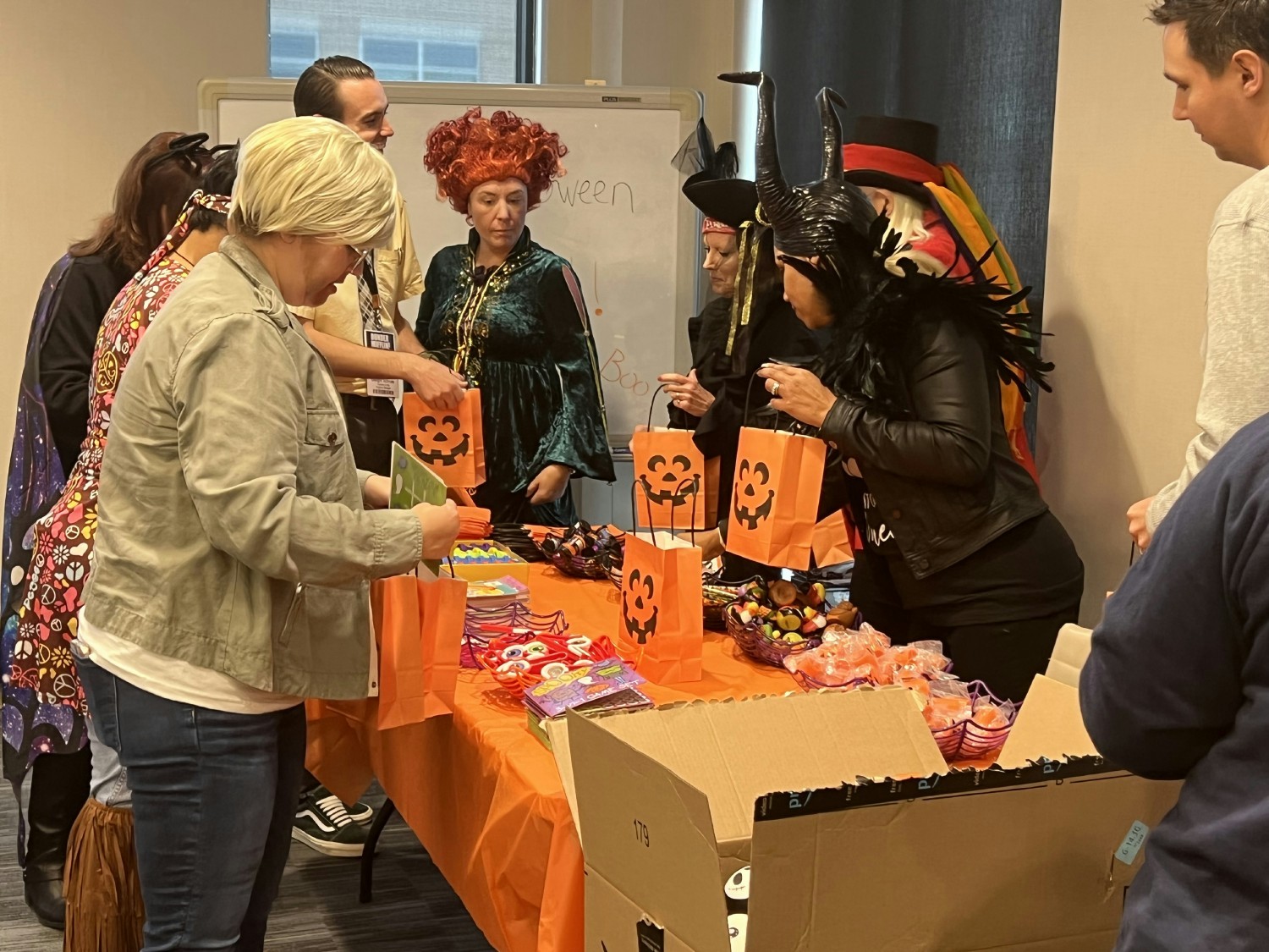 Making toy bags during Halloween for Children's National Hospital