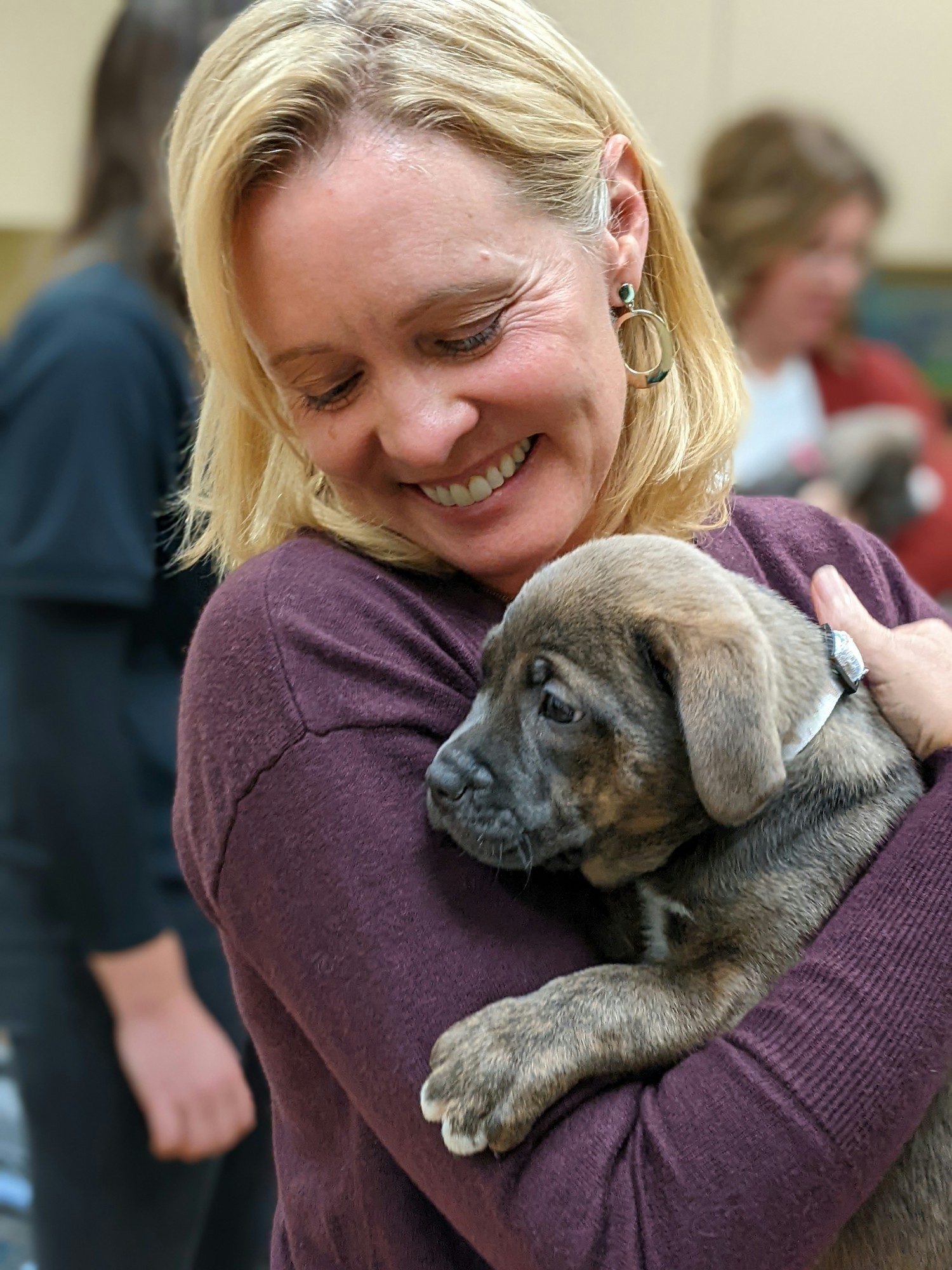 Enjoying Puppy therapy for our support of the Wolf Trap Animal Rescue