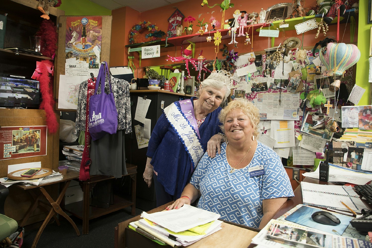 When you're the Queen of Fun (aka Life Enrichment Director), your office can look wacky and you get to MC pageants.