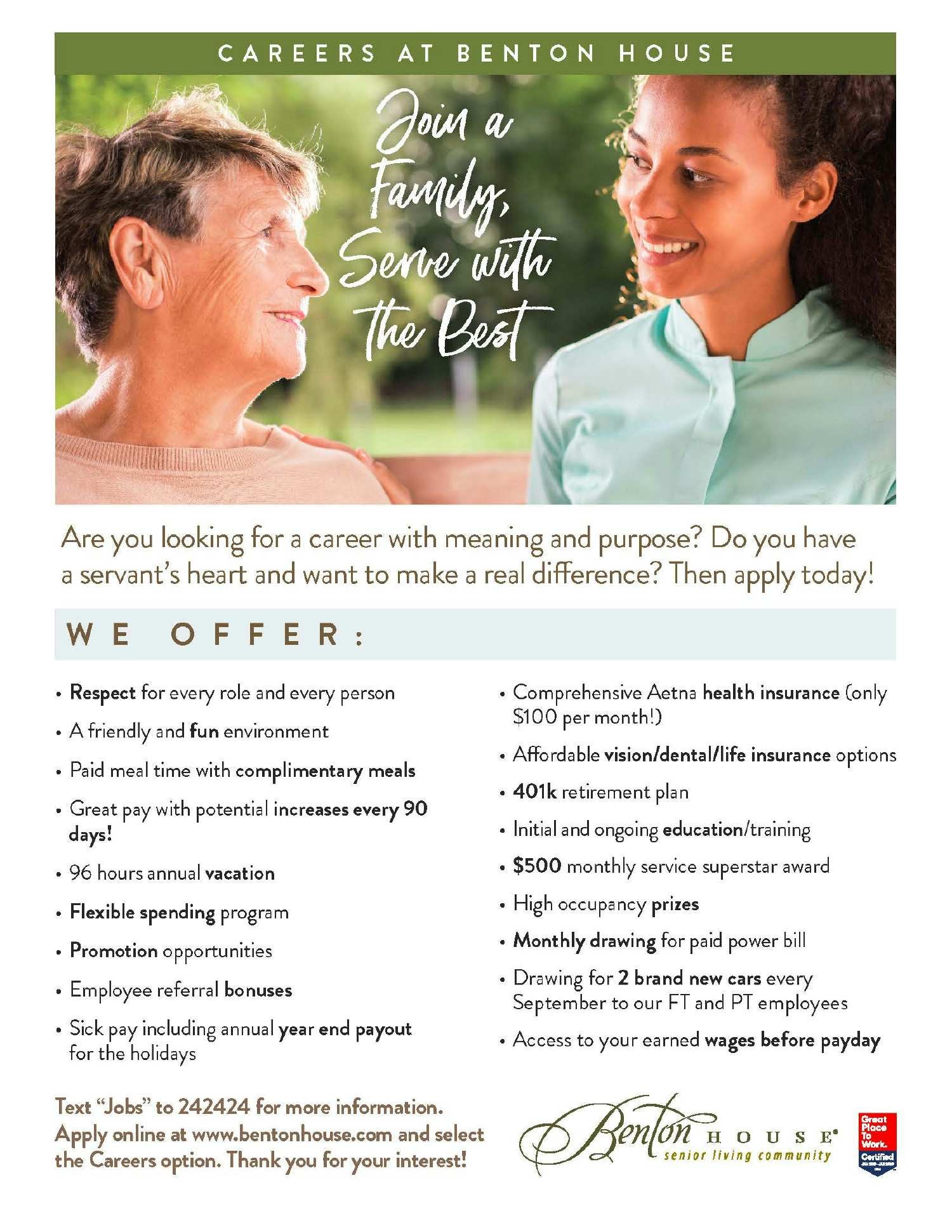Please check out some of the attractive benefits we have for our wonderful Team Members!