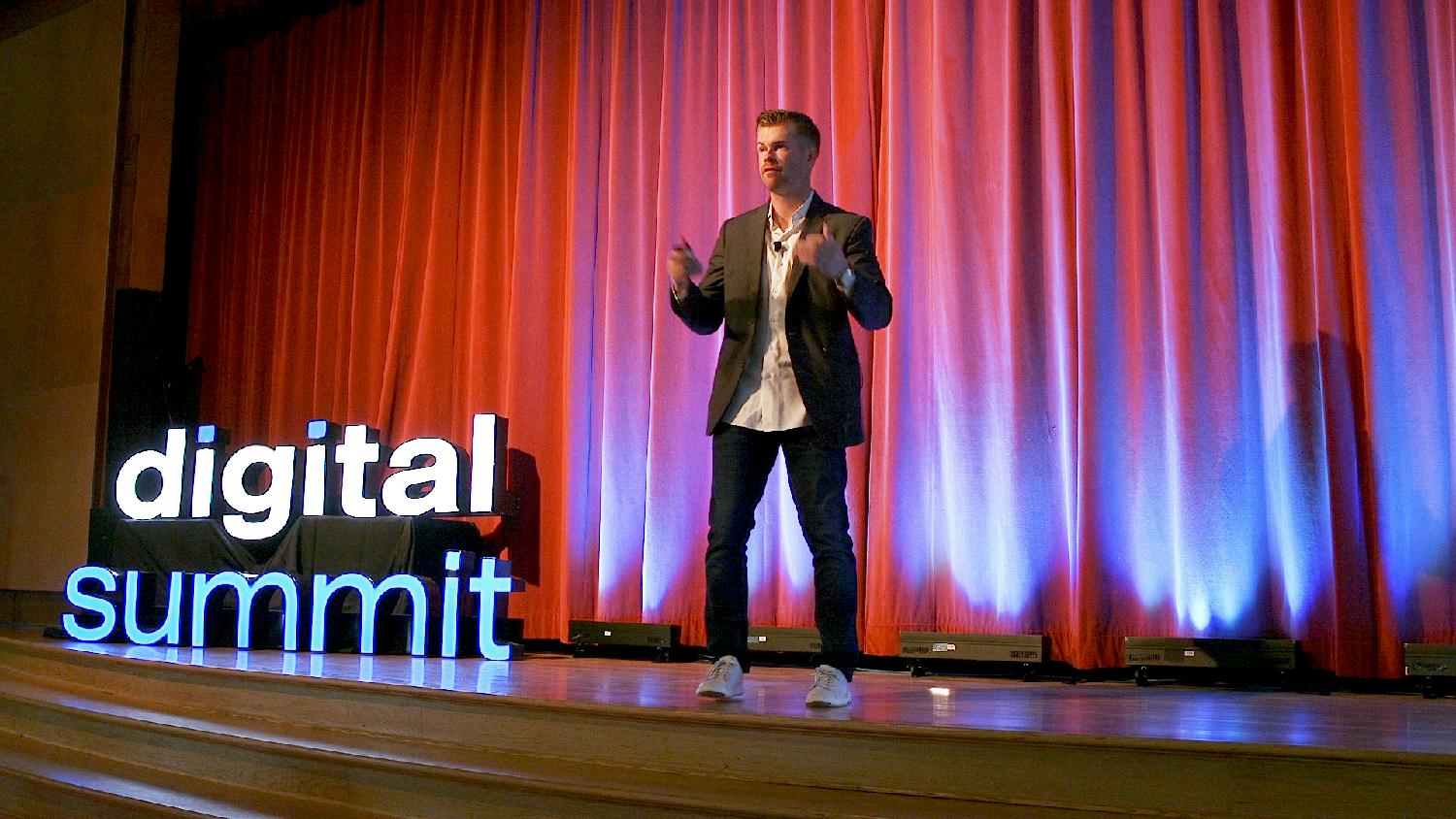 CEO and Co-founder Garrett Mehrguth giving a presentation at Digital Summit in Salt Lake City. 