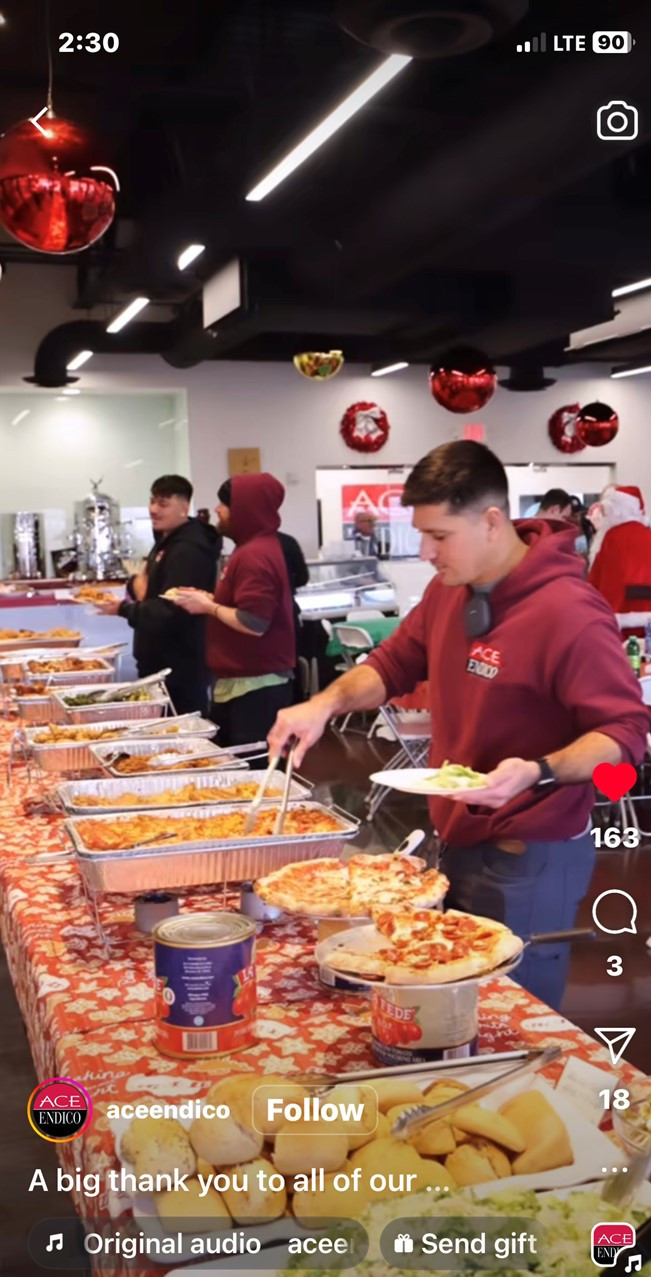 Employee Luncheon during the holiday season.  Music, Santa, Santa's Elf and great food for everyone.