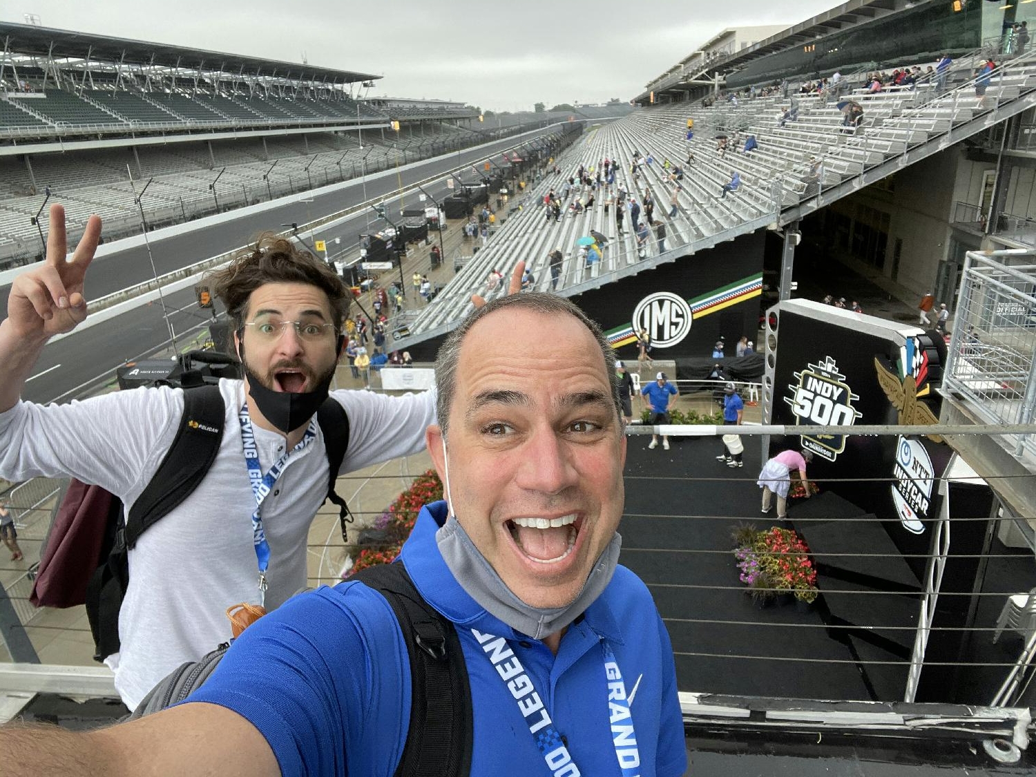 Having fun during a work day at the Indianapolis 500