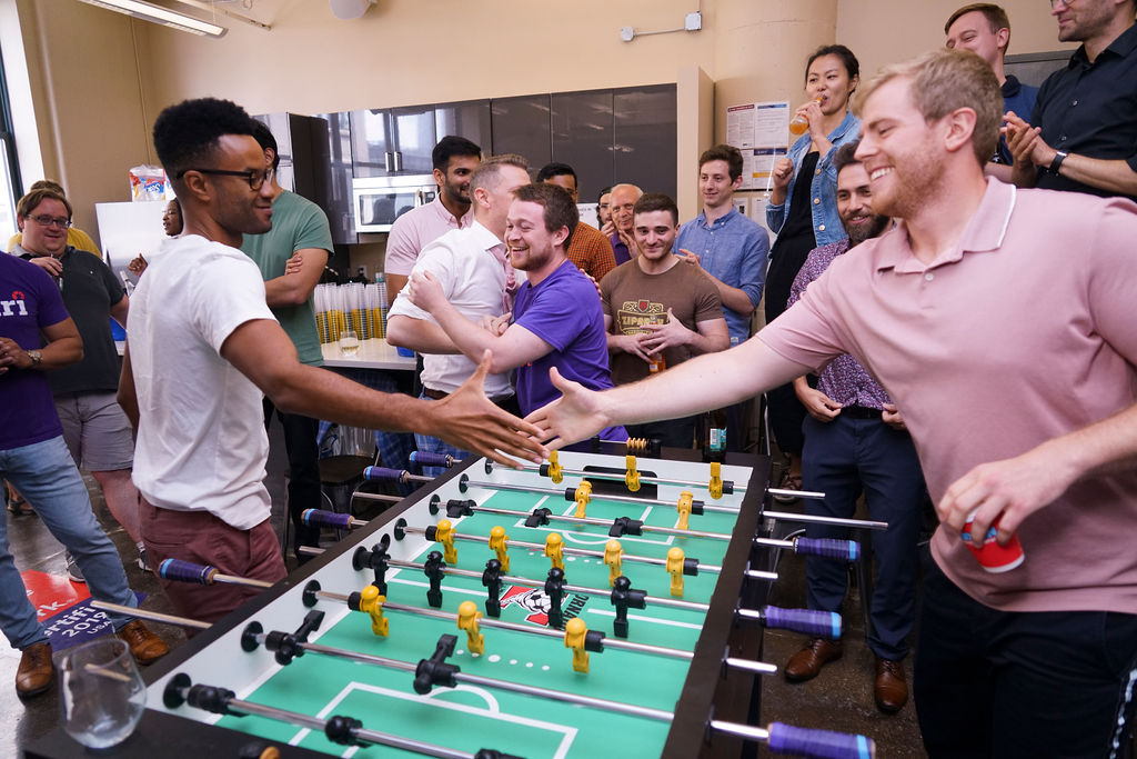 There's always foosball action going on in the kitchen!