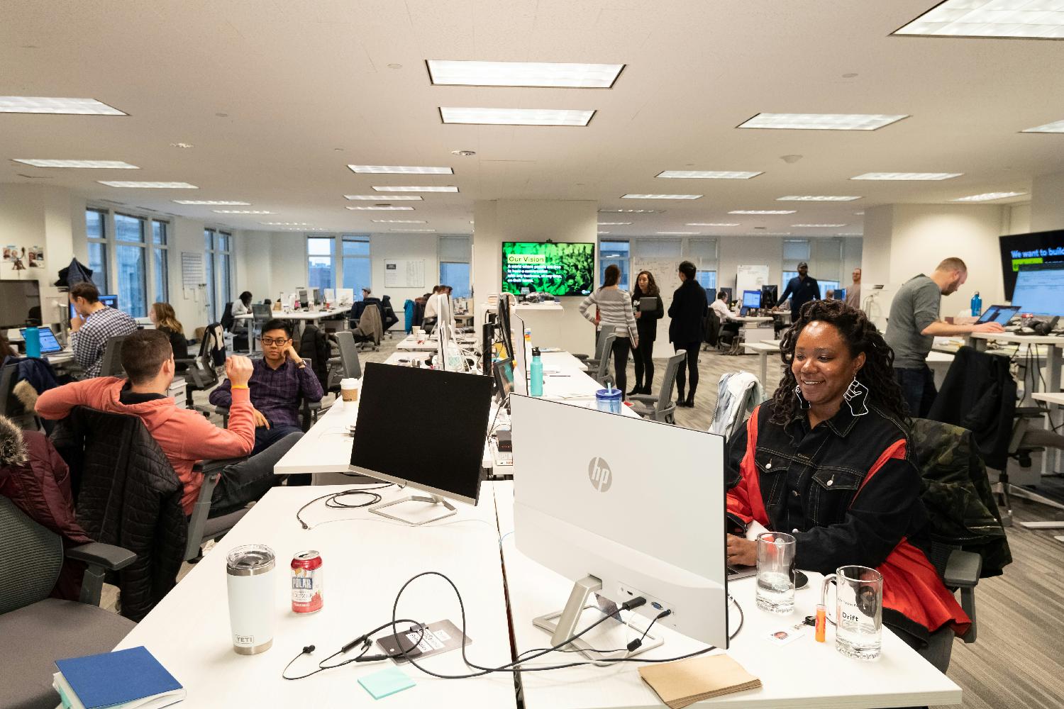 Our open office floor plan encourages collaboration across teams and a constant flow of ideas throughout the day.