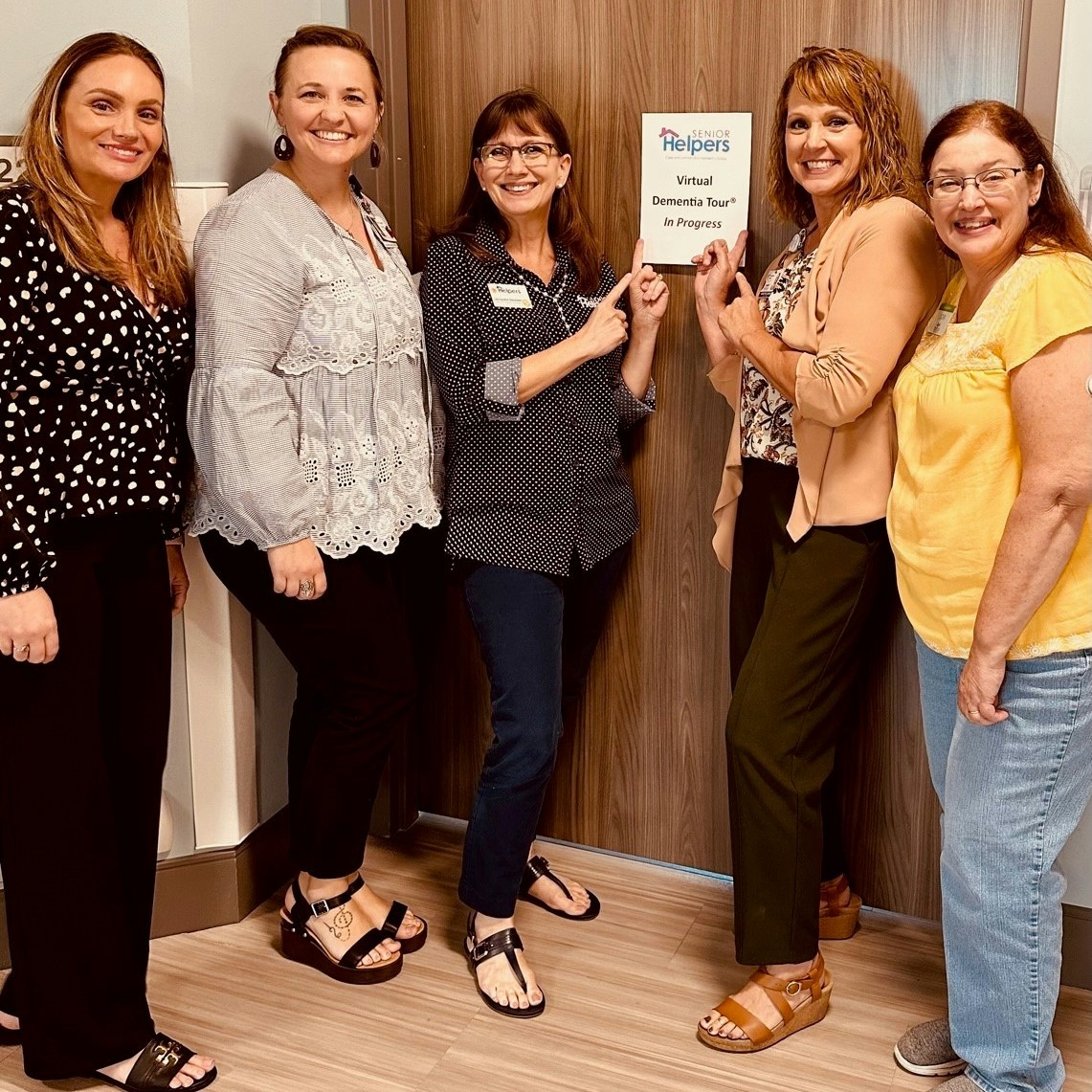 Senior Helpers employees in Polk County, Florida hosting a virtual dementia tour.