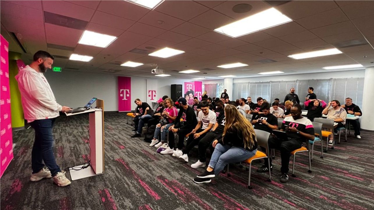 Teams learning with T-Mobile officials. 