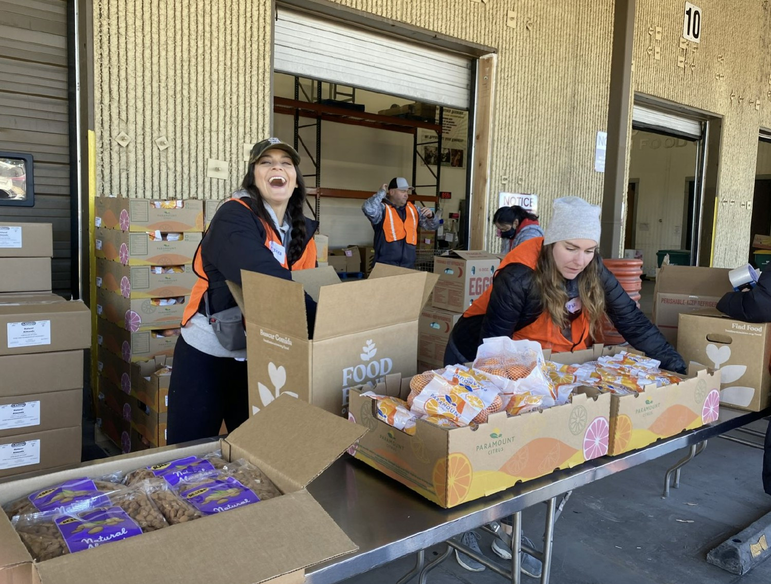 Volunteering at the Food Bank in Denver. 