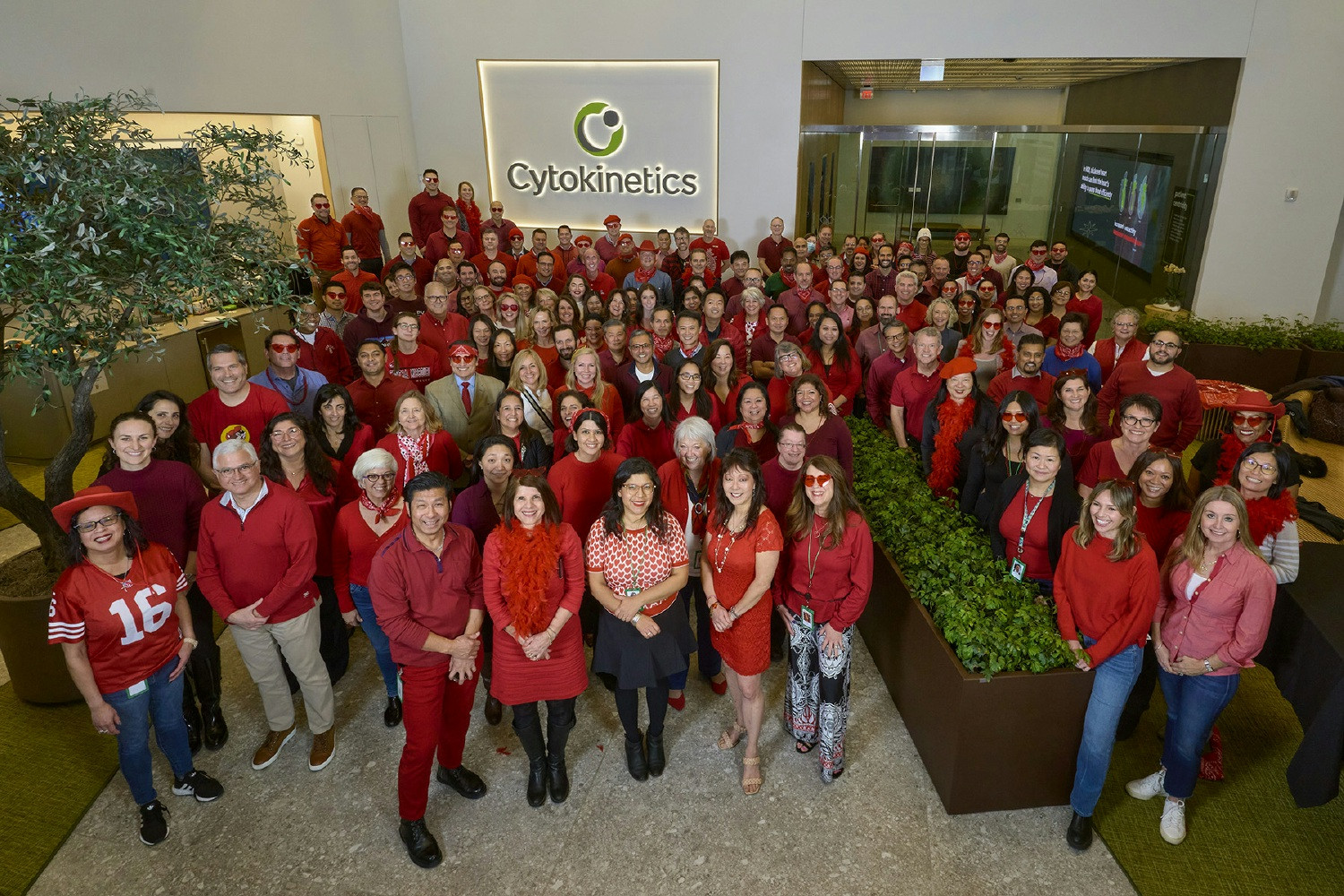 Cytokinetics employees celebrating Wear Red Day